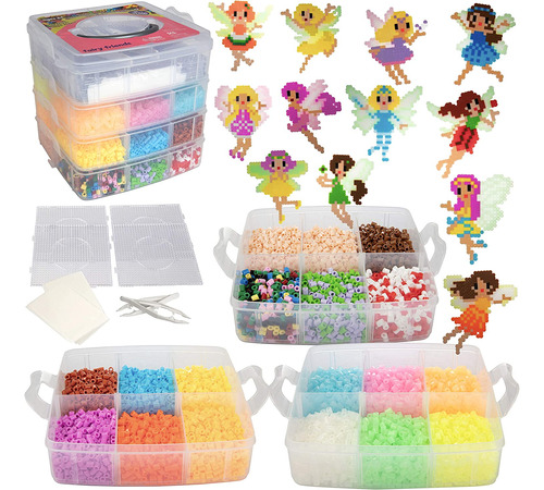 Kit Fuse Bead Fairy De 10 000 Piezas Con Estuche De Trans...