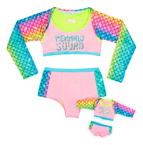 Biquíni Mermaid Squad Ma0230 +roupa Boneca Neon Marthiê