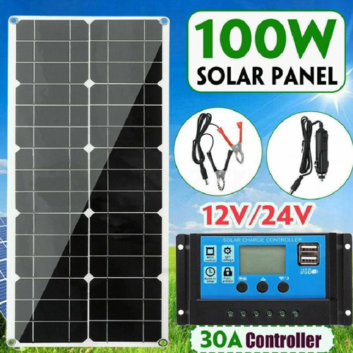 100w Panel Solar 100a Lcd Controller 12v Cargador De Batería