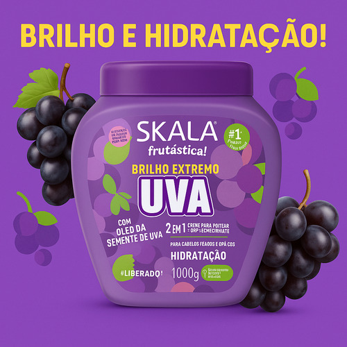 Creme Skala Hidratação Uva 1kg Pote Brilho Extremo