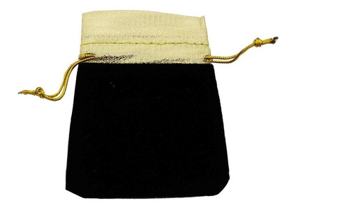 50 Saquinhos De Veludo Preto Com Dourado - Importado