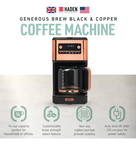 Haden Generous Brew Cafetera De 14 Tazas Con 120 Minutos