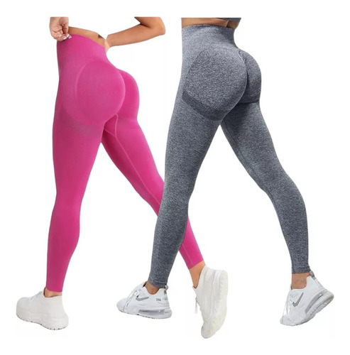 Pack 2 Calzas Leggings Push Up Deportivos Cintura Alta