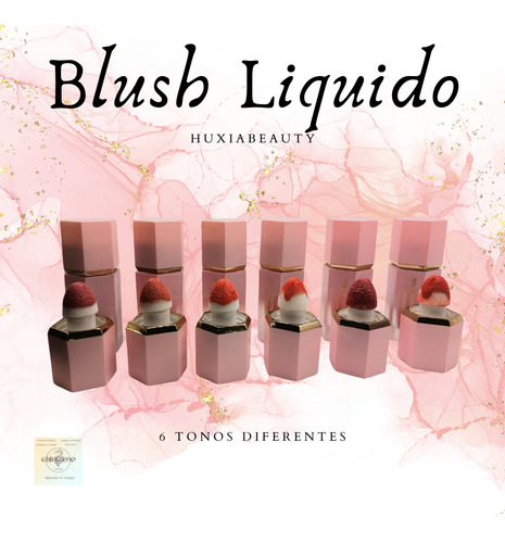 Rubor Líquido Huxiabeauty - Color Intenso Kit 6 Piezas Coral