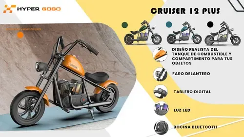 Moto Eléctrica Infantil HYPER GOGO – 3 Velocidades (hasta 16 Km/h), 60 Minutos De Autonomía, Neumáticos Todo Terreno Y Diseño Retro – Para Niños De 3'11'' A 5'3'' – Regalo TOP