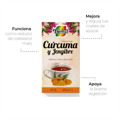 Therbal Té Curcuma Y Jengibre Hierbas 37.5 Gr 25 Sobres