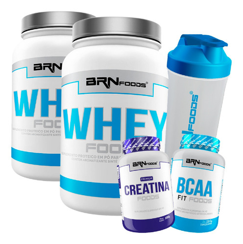 2x Whey Protein 900g + Bcaa 100g + Creatina 100g + Shaker Sabor Chocolate