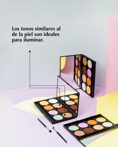 Imagen 5 de 9 de Paleta De Correctores Cremosos X8 Tonos Con Espejo Xúlu Z483
