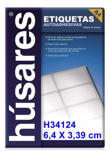 Etiquetas Autoadhesivas Husares H34124 A4 6,40 X 3,39 100h