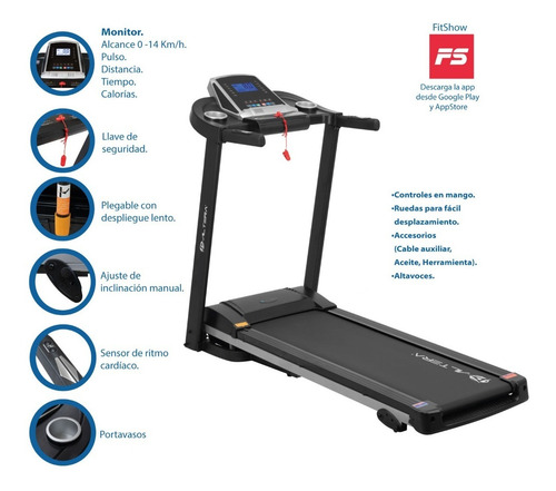 Imagen 1 de 6 de Cinta De Correr Electrica 3 Niveles De Inclinacion Motor 2hp