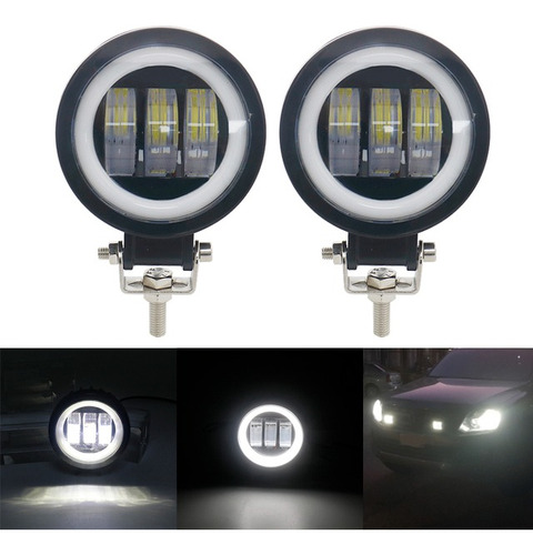 Faros De Neblina Led 3.5  Luz Blanca, Drl  Angel Eye White