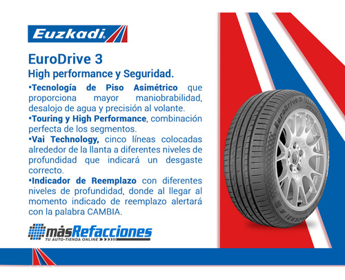 Paq. 2 Llantas 175/65 R14 Euzkadi Eurodrive 3 82h