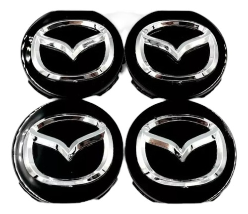 4 Centros De Rin 56mm Mazda 3 5 Cx5 Cx7 Cx9 Metálico Negro