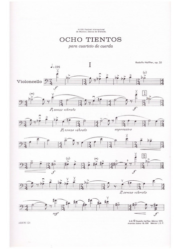 R. Halffter: Ocho Tientos Para Cuarteto De Cuerda (partes).