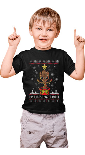 Playera Negra De Navidad De I M Christmas Groot En Oferta