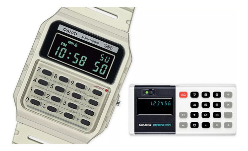 Reloj Casio Calculadora Ca-53wb-8b Blanco Vintage Fondo Negro