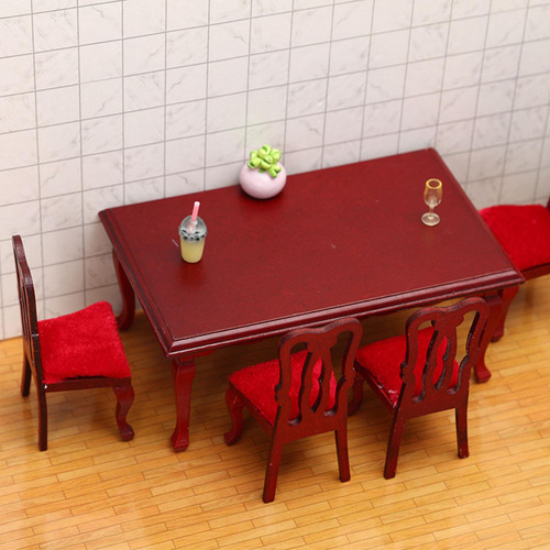 2 Silla De Mesa De Casa De Muñecas De Madera En Soltero