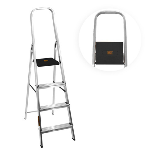 Imagen 2 de 9 de Escalera Reforzada Aluminio Black And Decker - 4 Escalones - 150 Kg