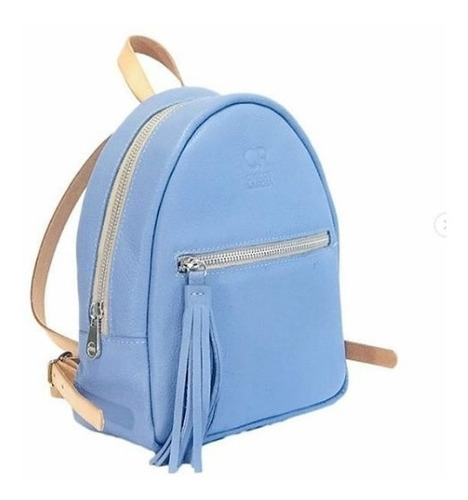 Mochila De Cuero Celeste