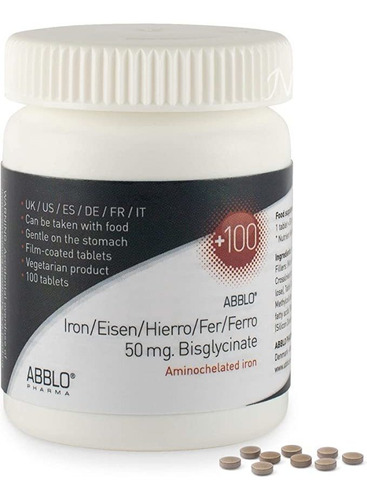 Abblo Hierro 25 Mg Y 50 Mg Bisglicinato (50 Mg, 100)