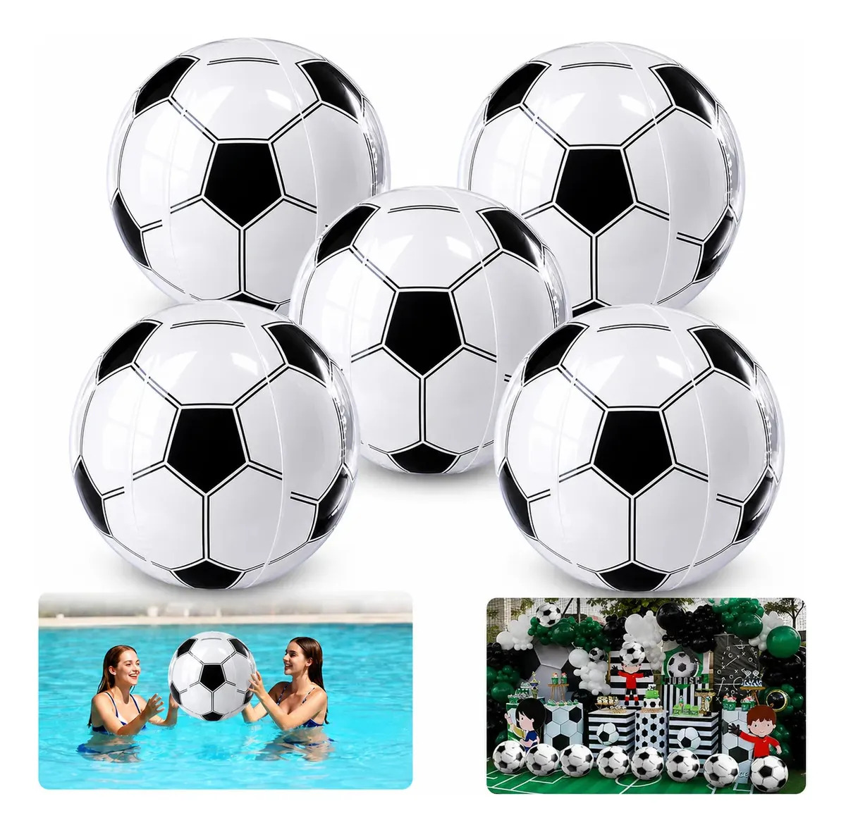 Pelota de Playa 27cm 5 Piezas, Pelotas Inflables para Alberca, Juguetes Acuáticos para Agua, Juegos de Alberca y Playa, Deportes Fútbol, Decoración Fiestas, Actividades al Aire Lib