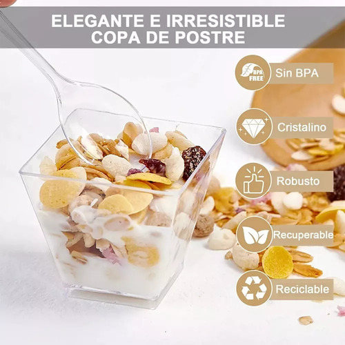 Mini Vasitos Postres Reposteria Plastico Con Cuchara,100pzas