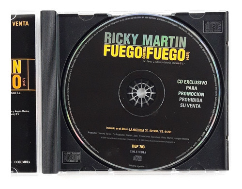 Cd Ricky Martin Single Fuego Contra Fuego Oka (Reacondicionado)