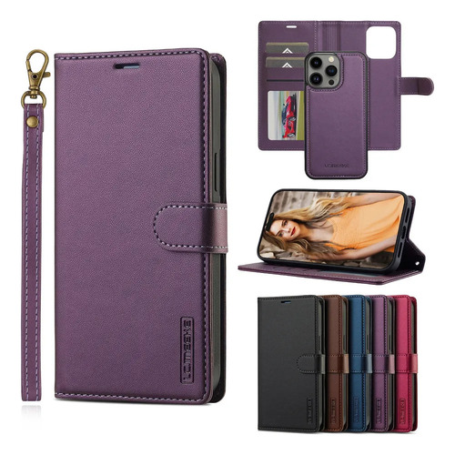 Funda Tipo Cartera De Piel Perforada Extraíble 2 En 1 Para I .