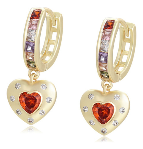 Aretes Oro 18k Lam Corazón Regalo Colgantes Mujer