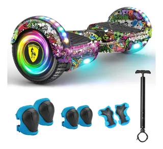 Mirrend T1 Patinete Electrico Hoverboard Electrico Bluetooth Rgb Luz Led 4.4ah Para Niños Color celestegraffiti púrpura