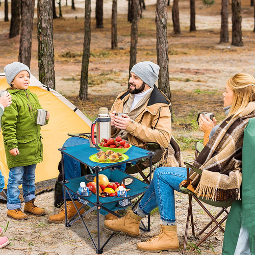 Mesa Plegable De Campamento Cuadrada Ligera Con Soportes