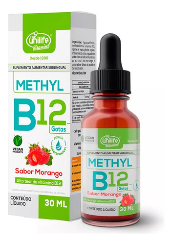 Vitamina B 12 Methyl Liquida Sublingual Sabor Frutilla