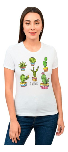 Playera Mujer Cactus Y Suculenta Diseño 103 Playeras Beloma