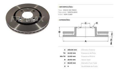 Disco De Freio Dianteiro 260mm Peugeot 406 1.8i 16v