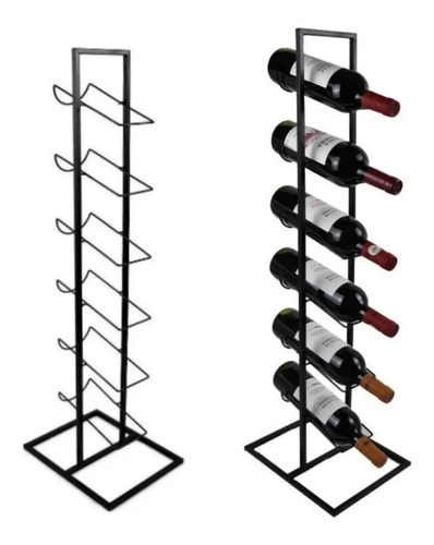 Vinera Rack X 6  Negra Vino Para Botellas Ideal Vinoteca 