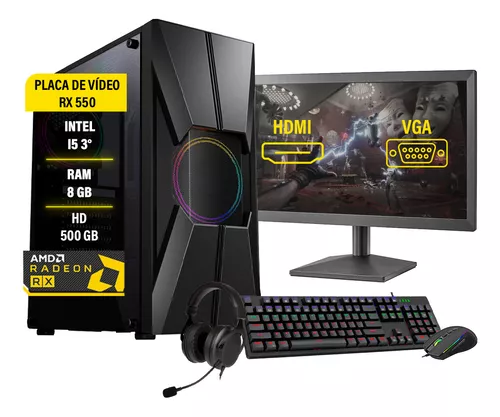 Pc Gamer Completo I5 8gb Hd500 Placa De Video Monitor Hdmi