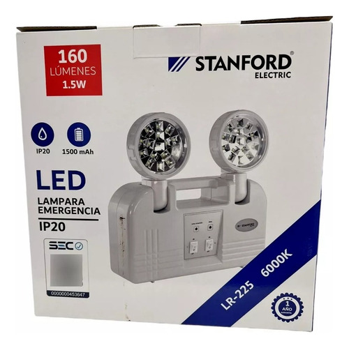 Lampara De Emergencia 2 Focos Led Stanford Certificado Sec