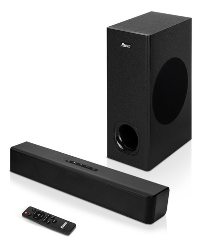 Barra De Sonido 2.1 Con Subwoofer Hzero Hz-600 Home Theater 600W Peak Bluetooth 5.3 Teatro Encasa Con USB HDMI-ARC AUX óptico Color Negro 110v