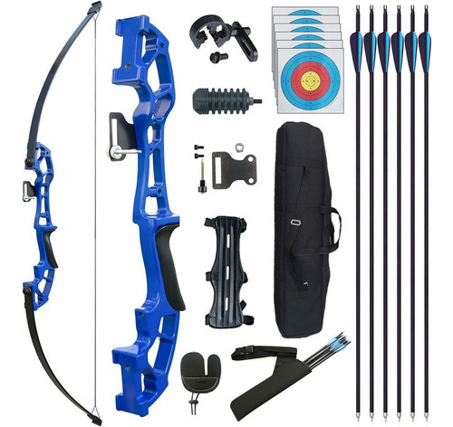 Kit Arco Recurvo Deportivo Flechas Y Accesorios Para Adultos