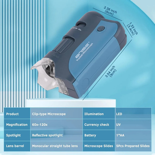 Microscopio Infantil Portátil 60x-120x Led Monocular