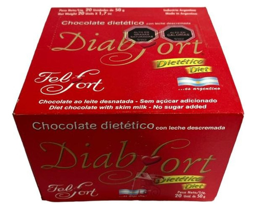 Caja De 20 Chocolates Dietéticos Diabfort 50g - Lireke