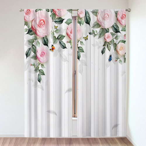 Las Cortinas Transparentes Con Estampado De Rosas 132x241cm