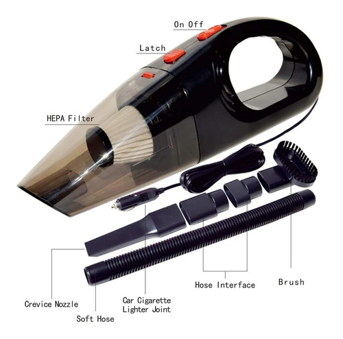 Imagen 1 de 7 de Aspiradora Para Auto 12v Con Accesorios Y Estuche