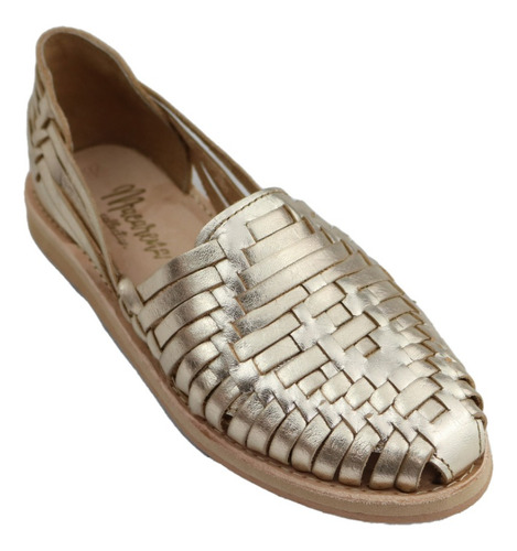 Zapatos Sandalias Huarache Artesanal Piel Color Oro 4150