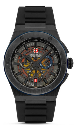 Reloj Swiss Military Smwgo0000940 Para Hombre Cronografo Color de la malla Negro Color del bisel Gris Color del fondo Gris