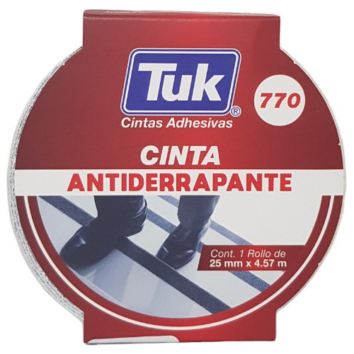 Cinta Antiderrapante Tuk Rollo 25mm X 4.57m Trans/gris/negro Color Transparente