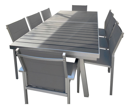 Jgo Mesa Surya Ibiza Xl Exten 3x1mts Alum Y Poliw.c/8 Sillas Estructura Aluminio
