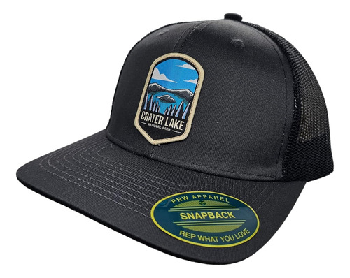 Crater Lake Trucker Hat Con Parche Tela De Parque Nacional