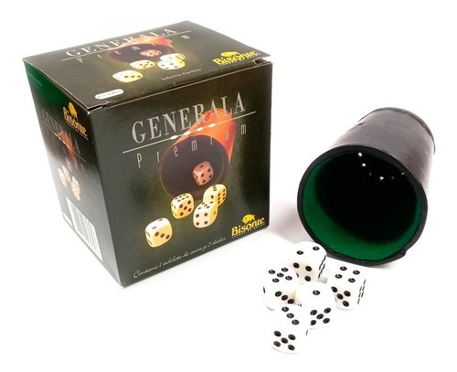 Juego Generala Premium Cubilete Cuero 5 Dados Bisonte