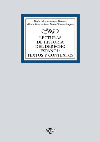 Lecturas De Historia Del Derecho Espaãâol: Textos Y Contextos, De Gomez Mampaso, Maria Valentina. Editorial Tecnos, Tapa Blanda En Español